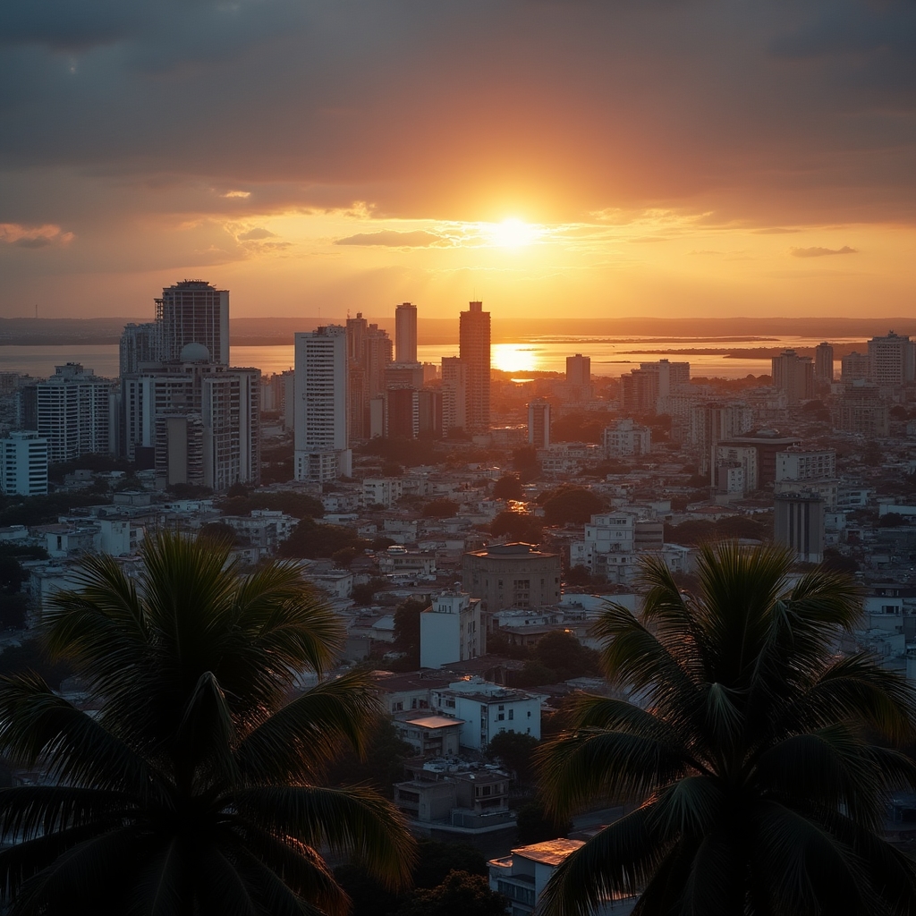 Barranquilla city panoramic view from above