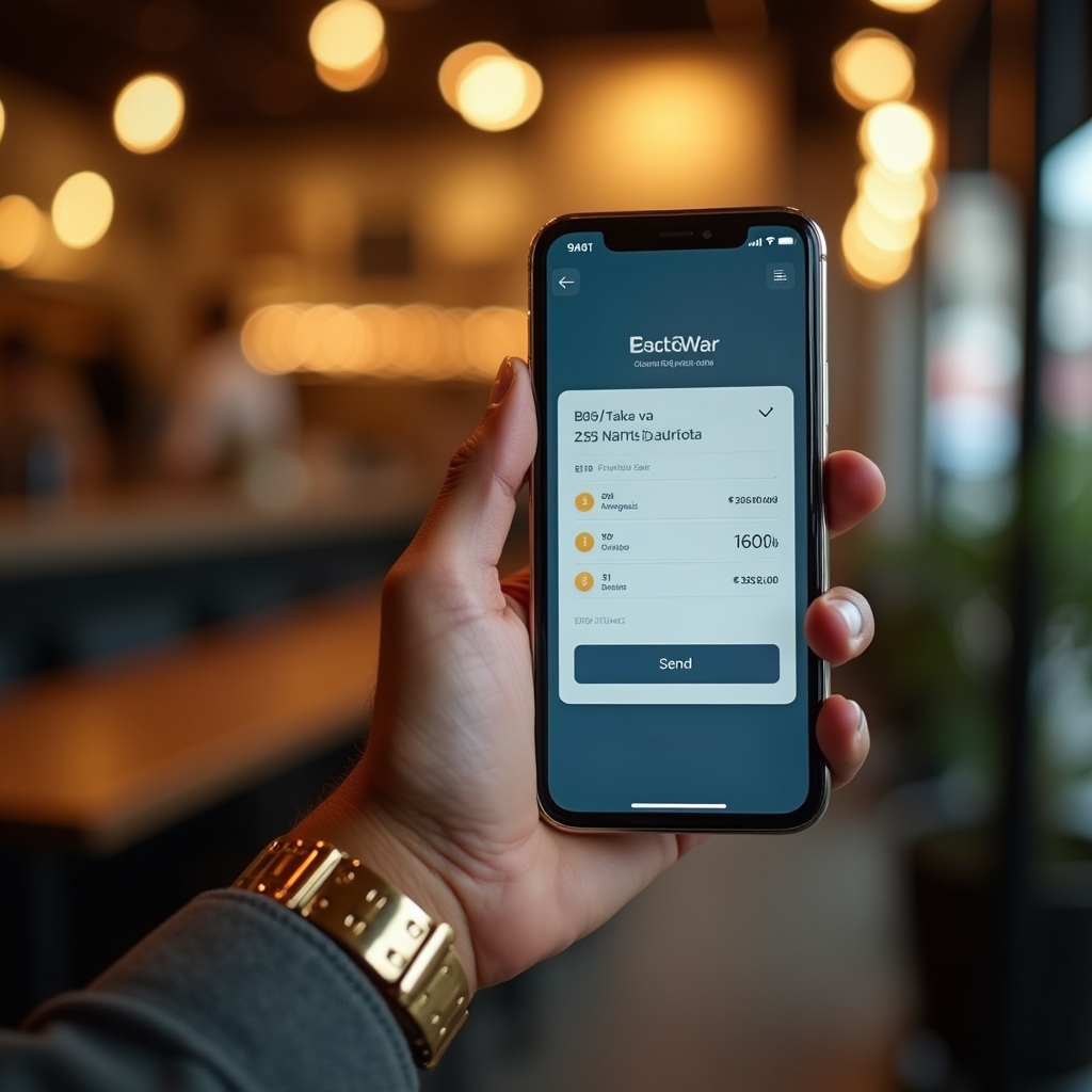 Smartphone displaying digital payment application interface