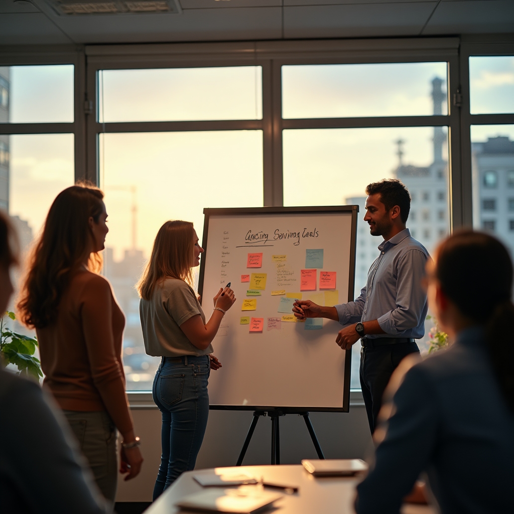Workshop participants setting financial savings goals together